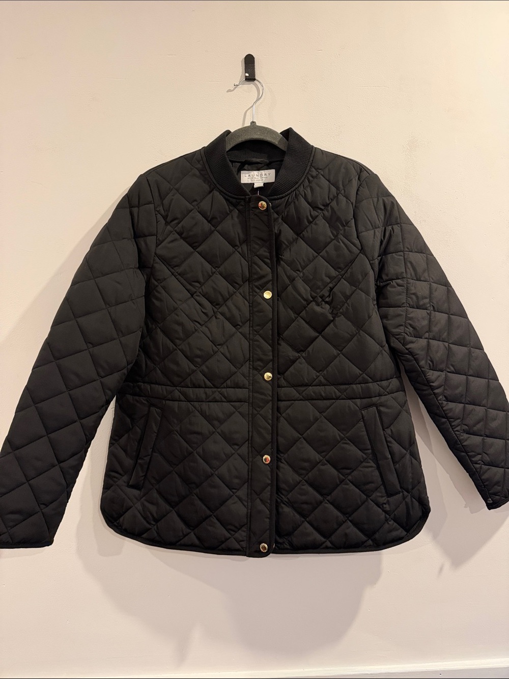 Laundry By Shelli Segal Black Quilted Snap-Front Puffer Jacket